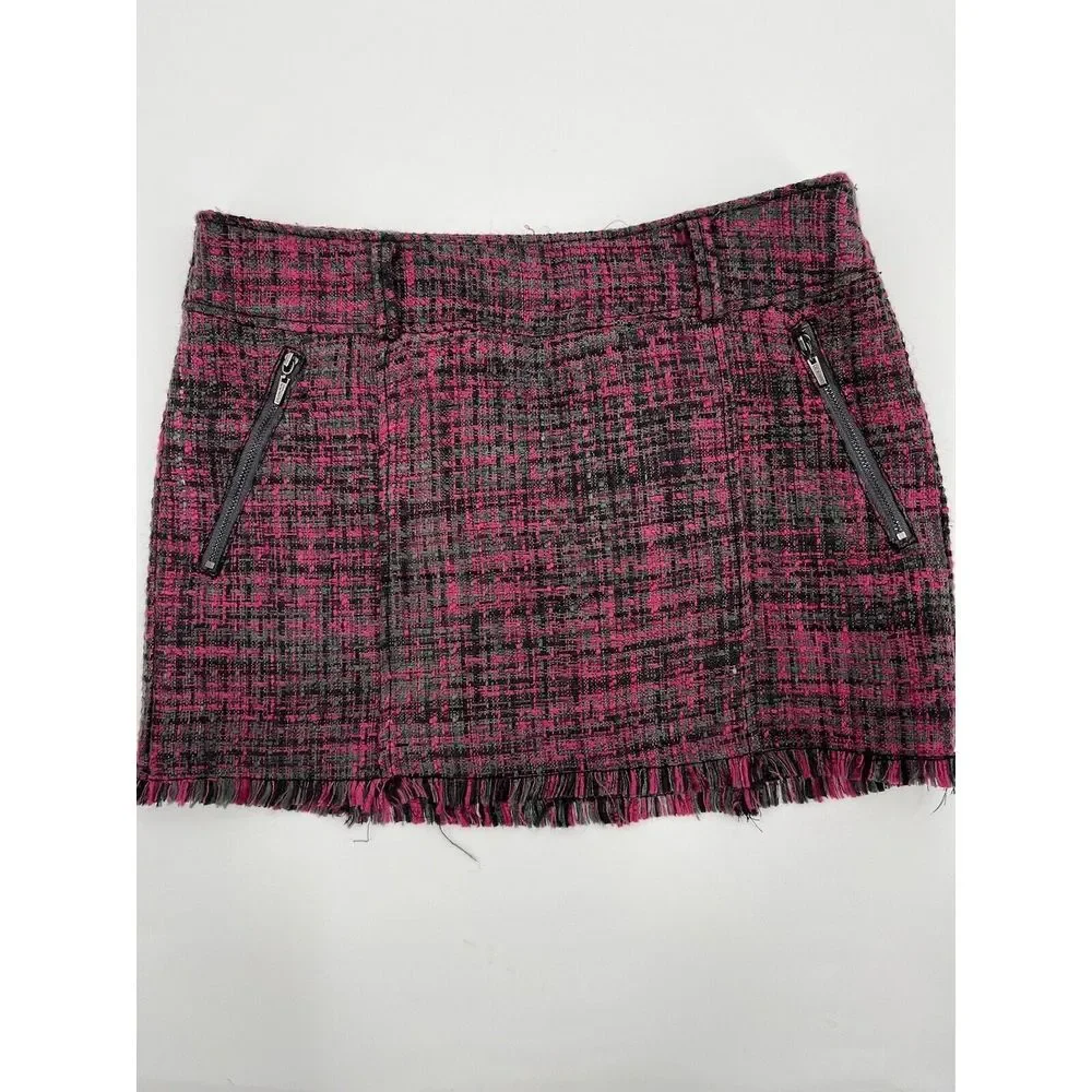 Guess Tweed Lined Mini Skirt Pink 29